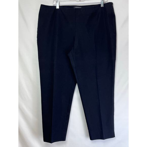 Lafayette 148 Women's 16 Black Lexington Side Zip Straight Leg Ankle Dress Pant - Picture 1 of 7